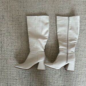 DSW White Croc-Embossed Knee-High Boots